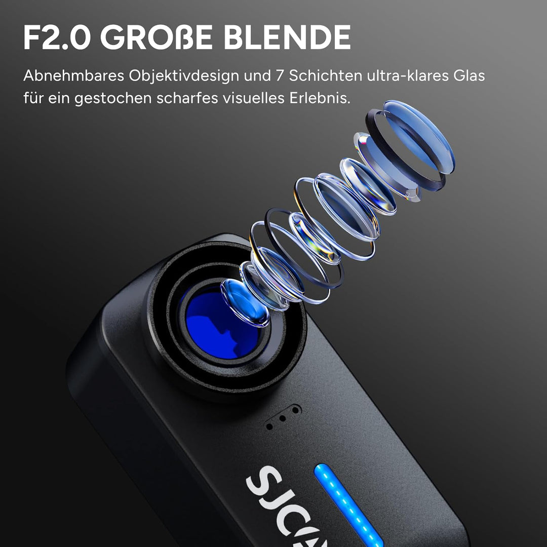 SJCAM C110 Bodycam 4K mit 64GB,200 min Aufnahmezeit Action Cam,EIS-Stabilisierung,8-Facher Zoom,Wass