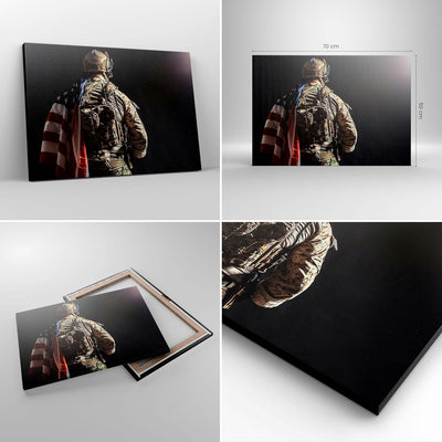 ARTTOR Bilder auf Leinwand Soldat Armee Leinwandbild mit Rahmen 70x50cm Wandbilder Dekoration Wohnzi