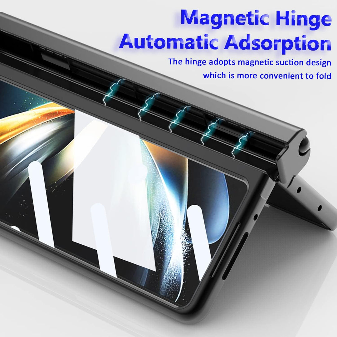 Miimall Kompatibel mit Samsung Galaxy Z Fold 4 Hülle mit S Pen+Displayschutz+Kameraschutz, [Scharnie