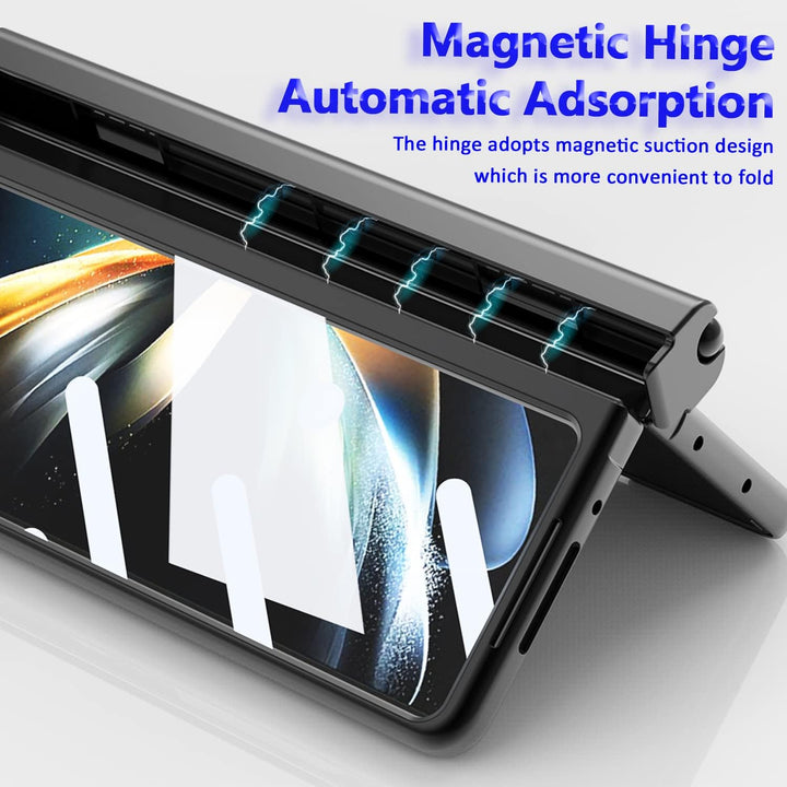 Miimall Kompatibel mit Samsung Galaxy Z Fold 4 Hülle mit S Pen+Displayschutz+Kameraschutz, [Scharnie