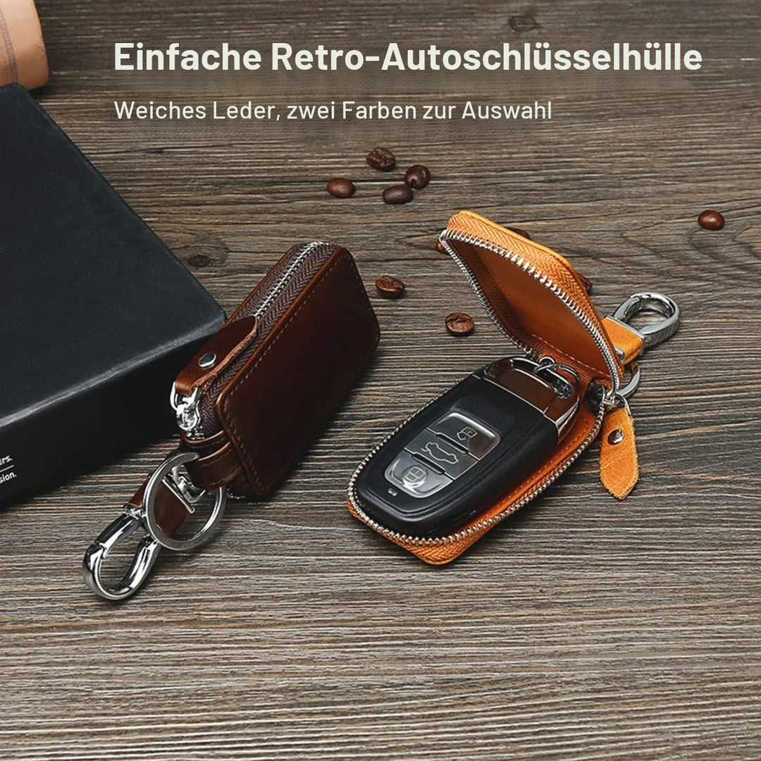 PORRASSO Leder Autoschlüssel Tasche Schlüsseletui Autoschlüssel Schlüsselmäppchen Auto Key Schlüssel