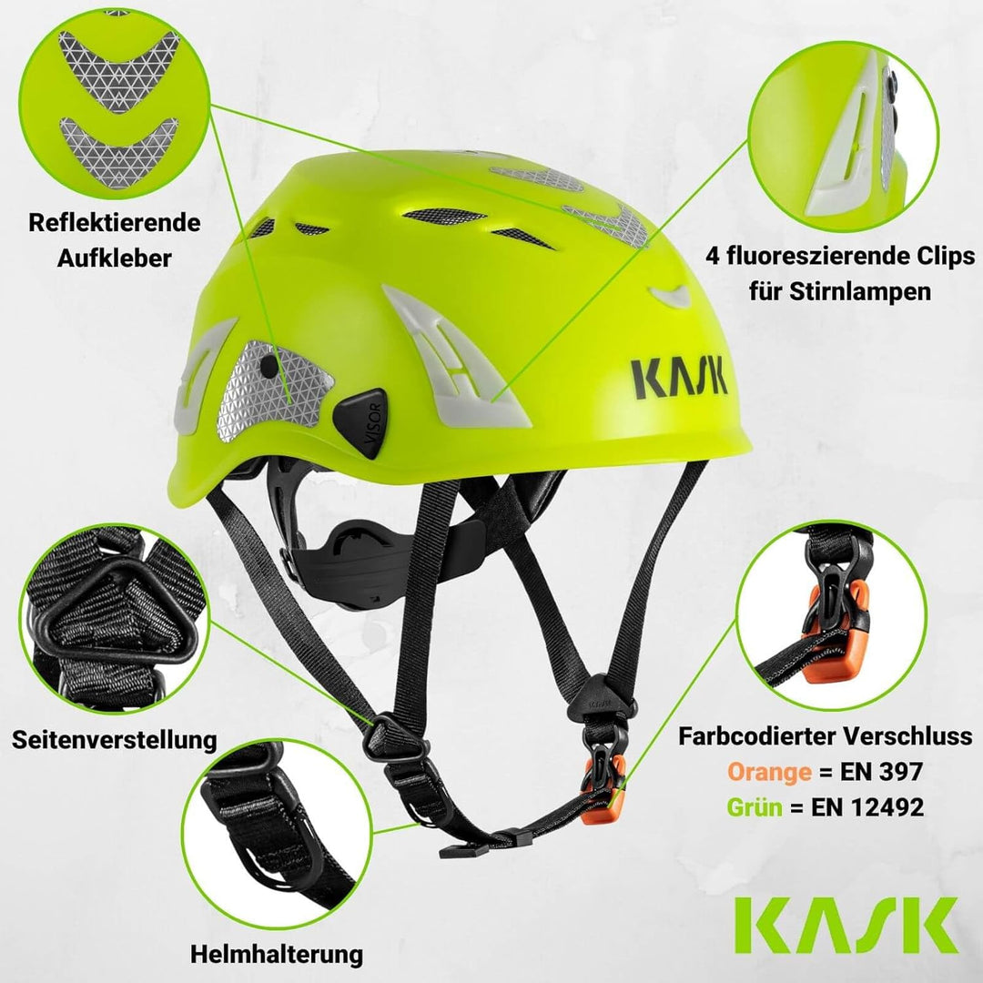 KASK Schutzhelm Superplasma AQ HI VIZ - Arbeitsschutzhelm, Drehrad, Reflexstreifen, EN 397 Dunkelbla