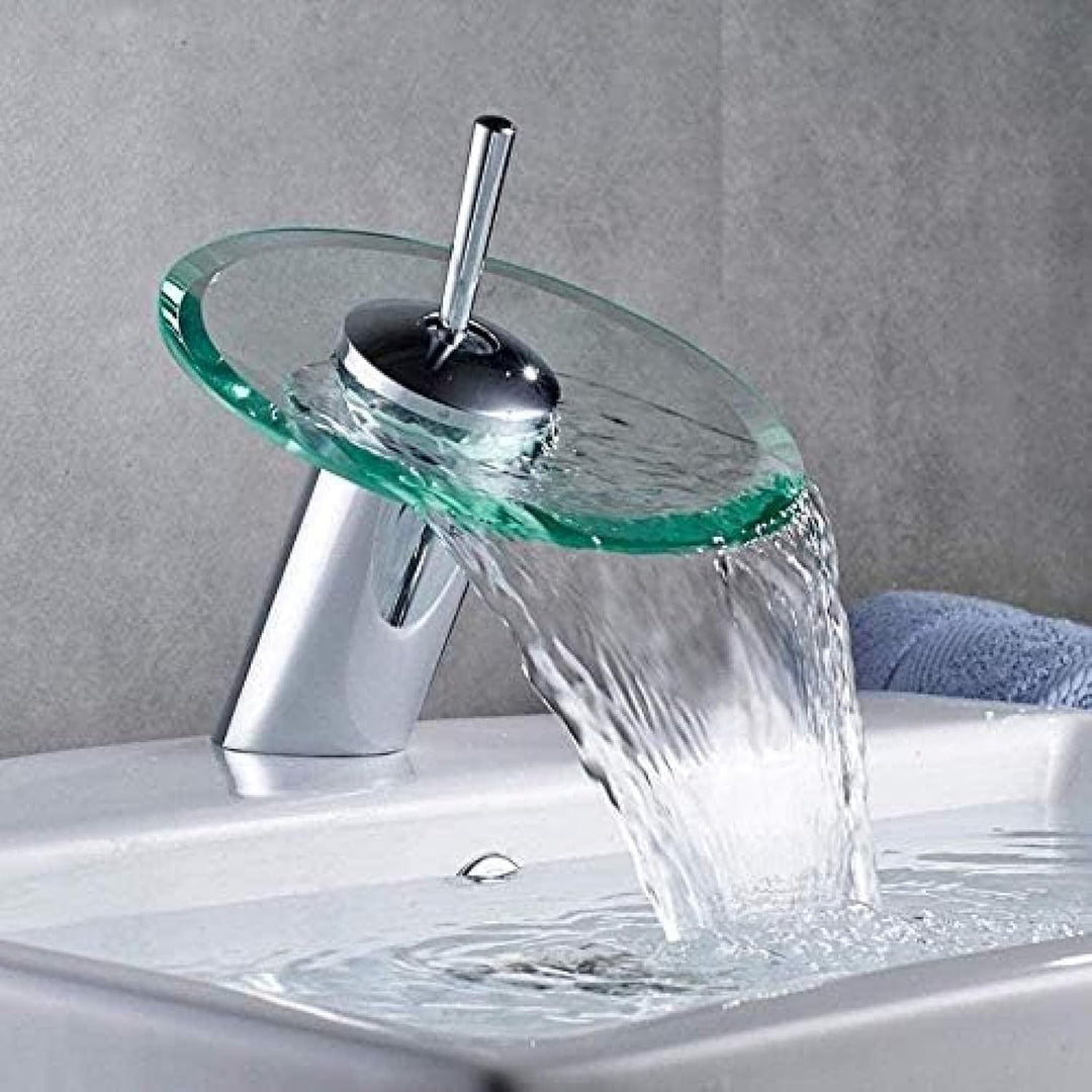 Wasserfall Wasserhahn Glas Waschbecken Mischbatterie - Deck Montiert für Badezimmer Becken