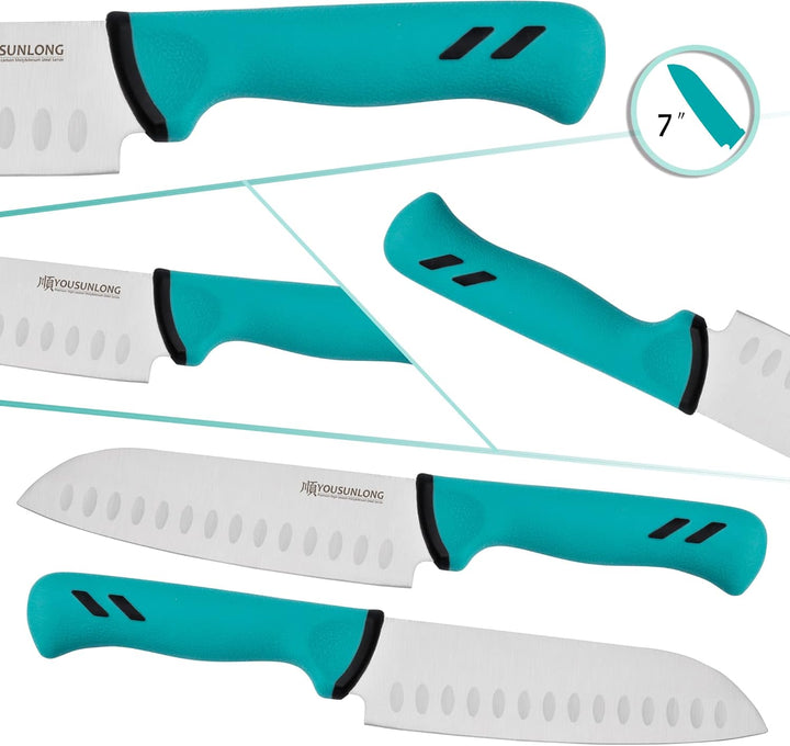 YOUSUNLONG Santoku-Messer - Klinge 177mm - Klinge aus hochwertigem Molybdänstahl - Metzger-Fleischve