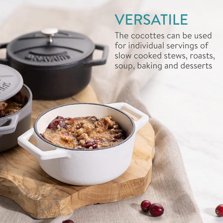 Navaris Mini Cocotte Topf Set - 4x Bratentopf klein mit Deckel - Bräter Gusseisen ofenfest - Braeter