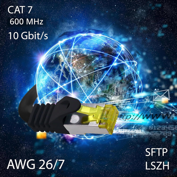 10x 0.25 M - CAT-7 Cat.7 Netzwerk-Kabel, Ethernet, Lan &amp; Patch Kabel RJ-45 SFTP 10GB/s - 10 Farben 1