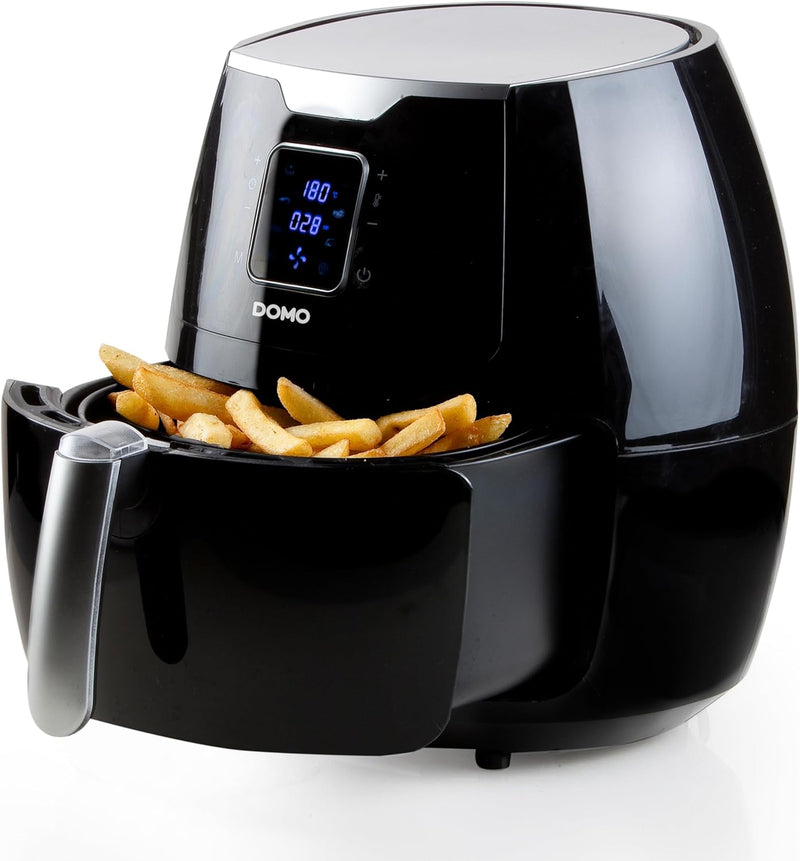 DOMO DO513FR Airfryer Heissluftfritteuse XXL 5,5 l,Schwarz/Silberfarben