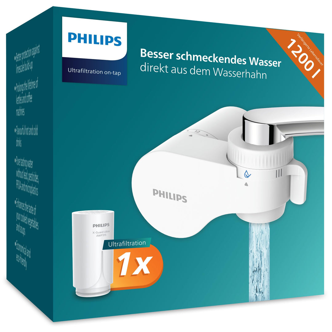 Philips AWP3754 X-Guard On Tap Wasser-Filter, Trinkwasser-Filter für Wasserhähne, Ultrafiltration, U