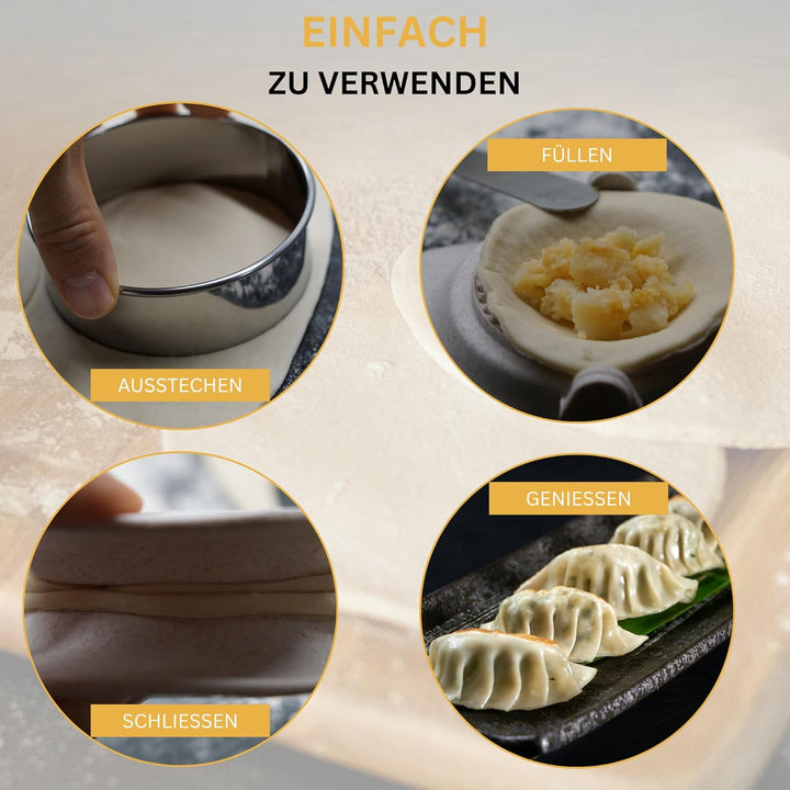 Bergduft Dumpling Maker Set 7-teilig – Teigtaschenformer & Ravioli Former aus Kunststoff mit Edelsta