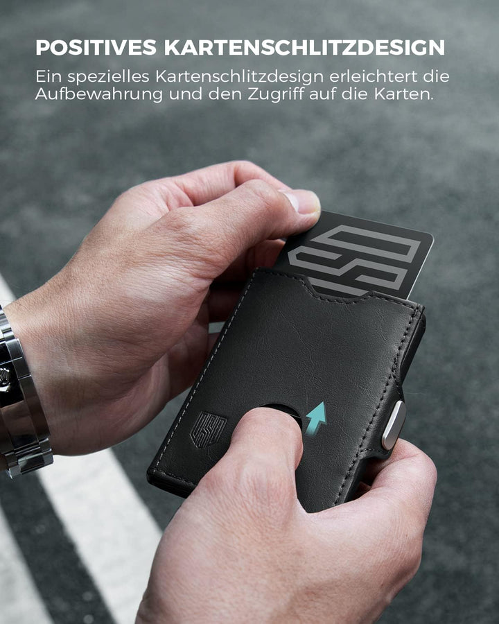 DODENSHA Mini Geldbörse mit Münzfach und RFID-Schutz I Portmonee mit Knöpfen für Herren I Slim Walle