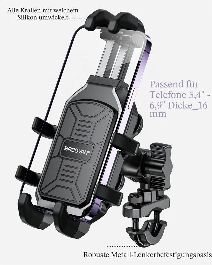 BRCOVAN Motorrad Handyhalterung mit Vibrationsdämpfer, Anti-Shake Handy Motorradhalterung, Verstellb