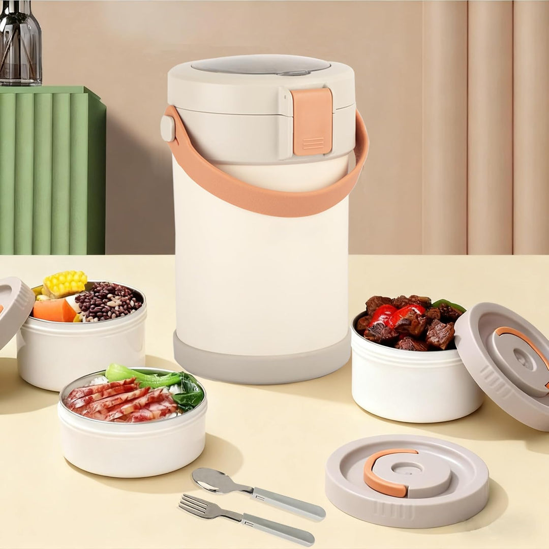 LINMAGCO Thermo-Lebensmittelflaschen für heisse Speisen, 2 l Suppenbehälter, 23 cm, 3-lagig, Edelsta