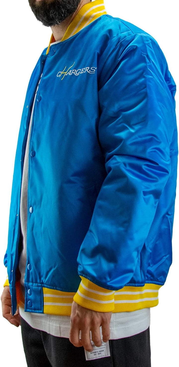 Mitchell & Ness NFL Heavyweight Satin Jacket L Los Angeles Chargers - Light Blue, L Los Angeles Char