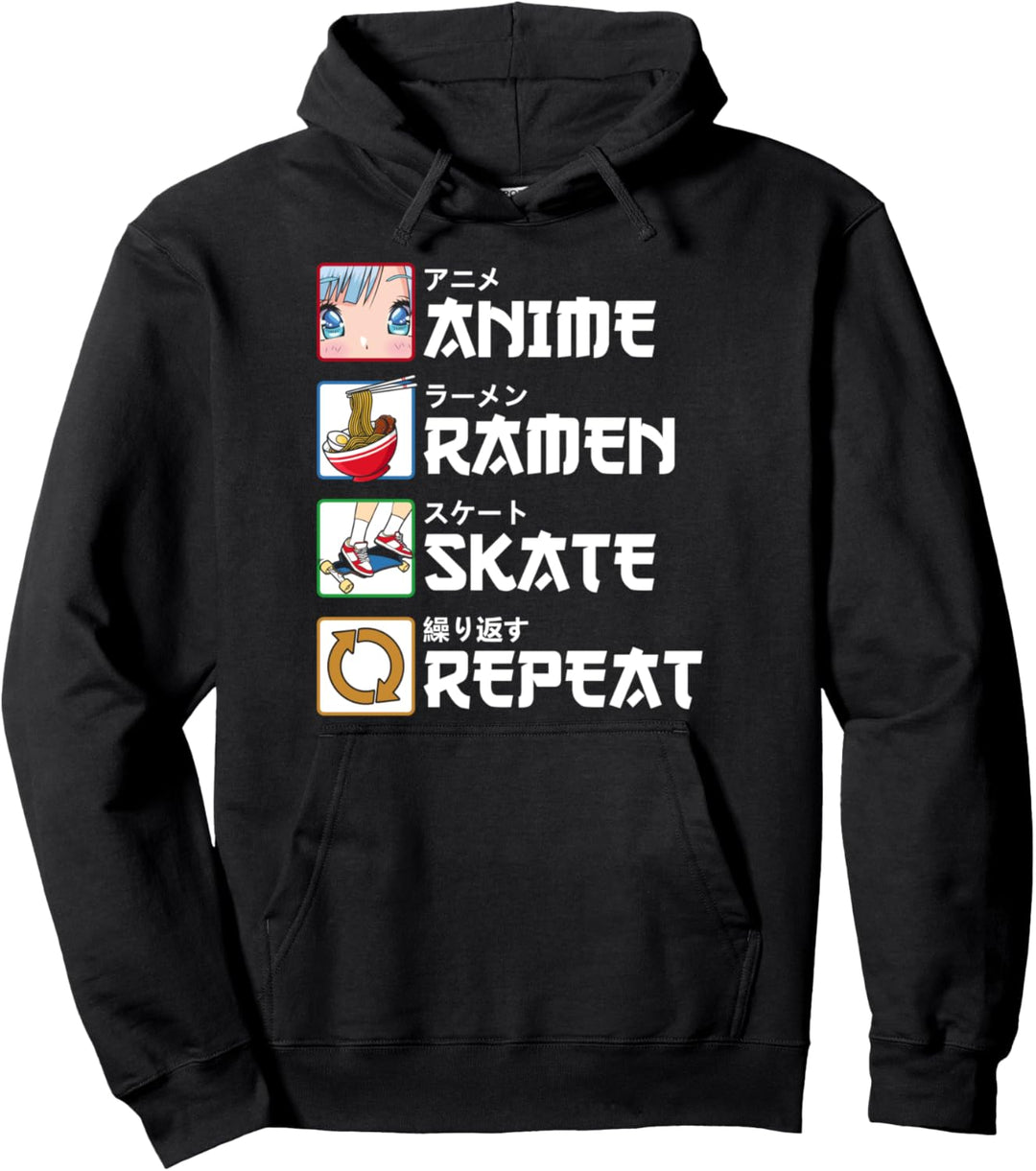 Anime Ramen Skate Wiederholen japanischen Skater Manga Pullover Hoodie