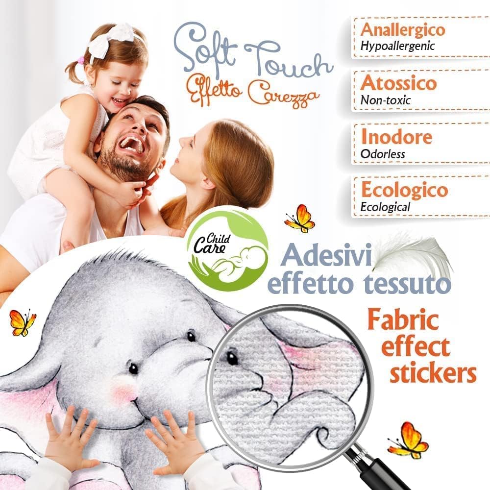kina - R00358 Baby Wandaufkleber Ökologische und hypoallergene Weicher repositionierbarer Stoffeffek