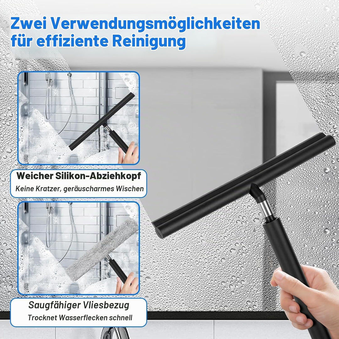 Duschabzieher Langer Stiel, 30-120cm Verstellbarer Wasserschieber Silikon Bodenabzieher mit Halterun