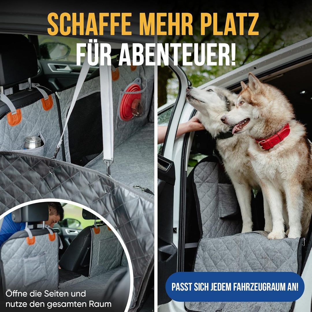 Hundedecke Auto Rückbank [Wasserabweisend, Kratzfest & mit Seitenschutz] | Premium Autoschondecke &