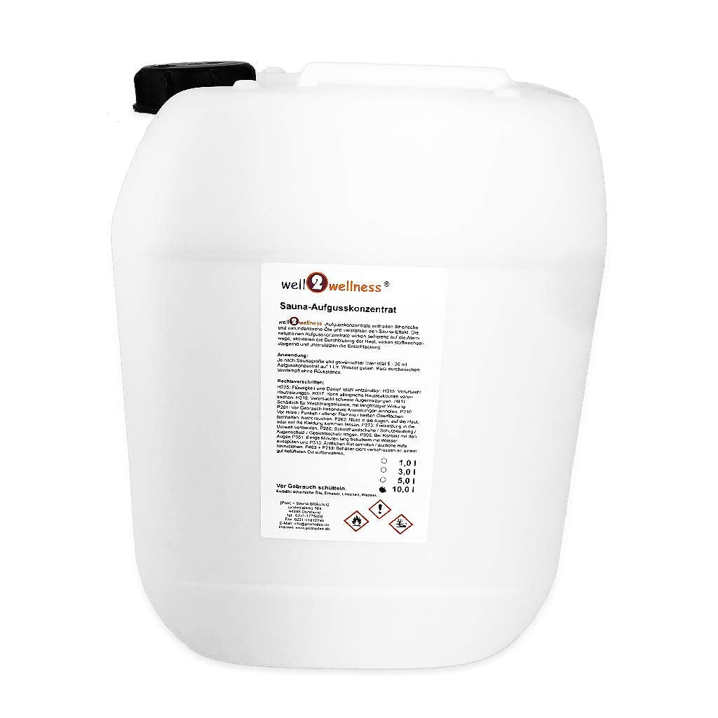 well2wellness® Saunaaufguss Konzentrate 10 Liter über 200 Saunadüfte zur freien Wahl