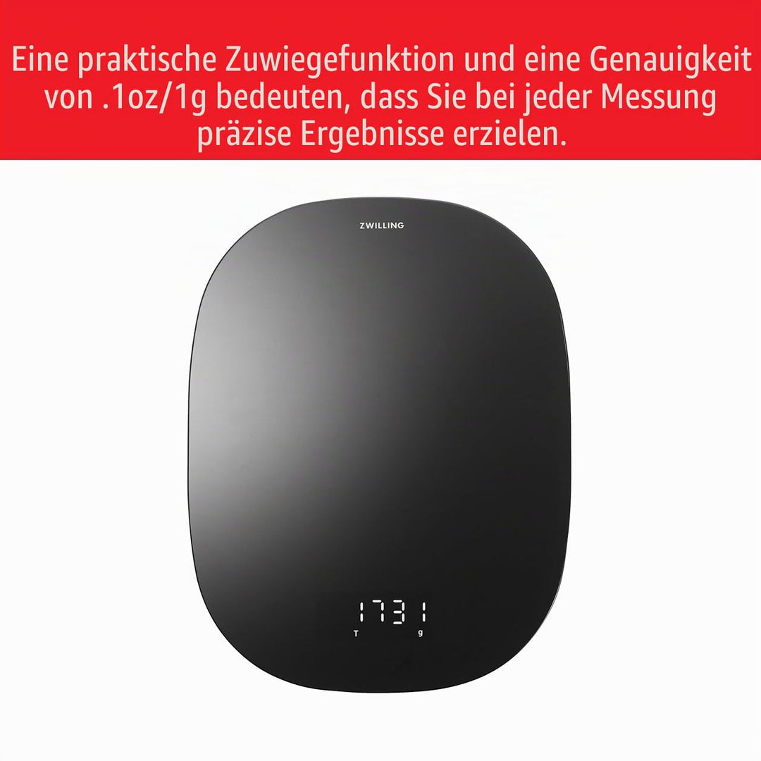 ZWILLING Enfinigy Digitale Küchenwaage, max. Gewicht: 10 kg, Gramm und Unzen, 0,1 g Genauigkeit, Sch