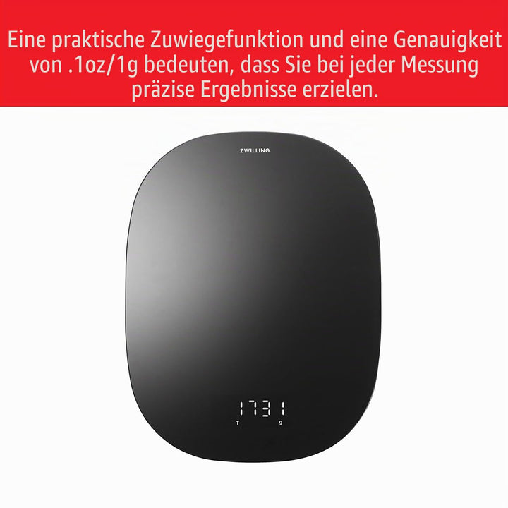 ZWILLING Enfinigy Digitale Küchenwaage, max. Gewicht: 10 kg, Gramm und Unzen, 0,1 g Genauigkeit, Sch