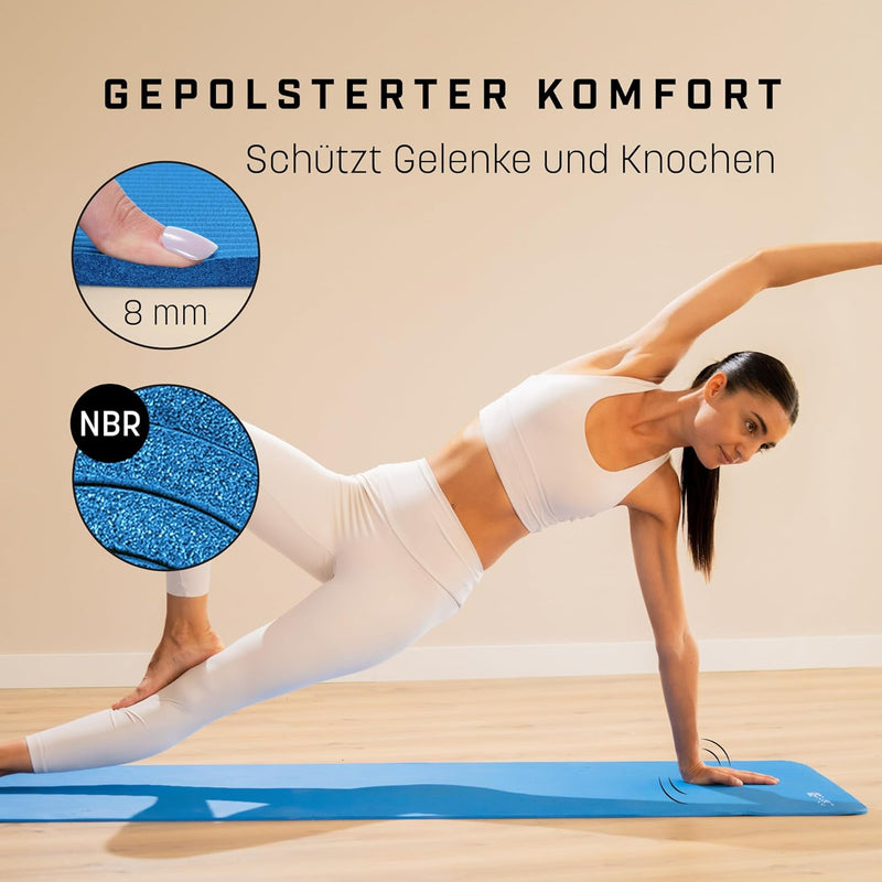 KG Physio Yogamatte Rutschfest und Gepolstert - Yoga Matte mit Tragegurt, Fitnessmatte, Turnmatte, S