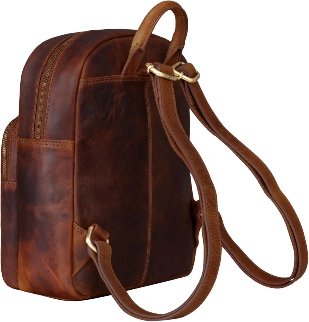 STILORD Damen-Rucksack aus Leder braun - Vintage Frauen-Rucksack - Kleine Tasche aus Echtleder - Han