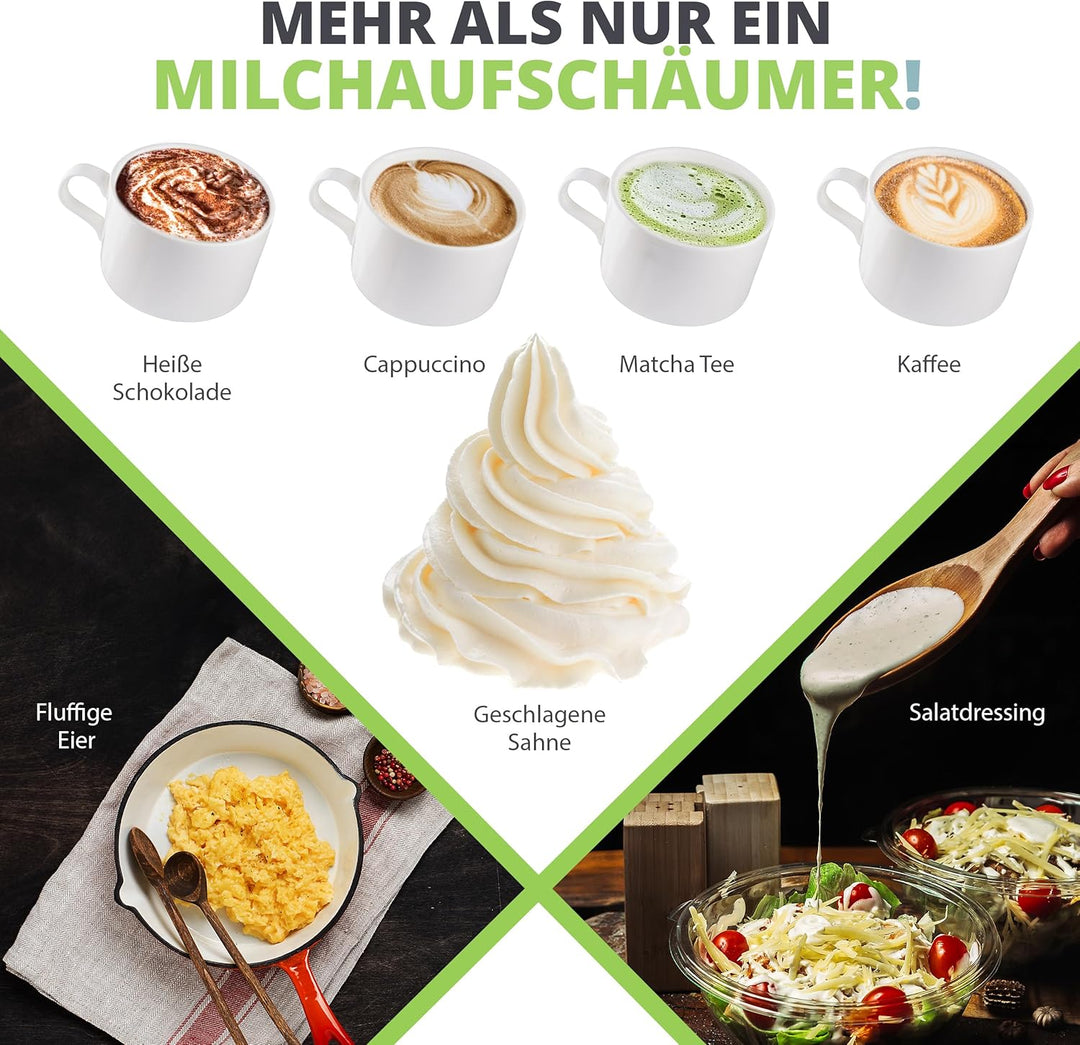 Oliver's Kitchen ® Handbetriebener Milchaufschäumer - Erzeuge in Sekundenschnelle Milchschaum für Ka