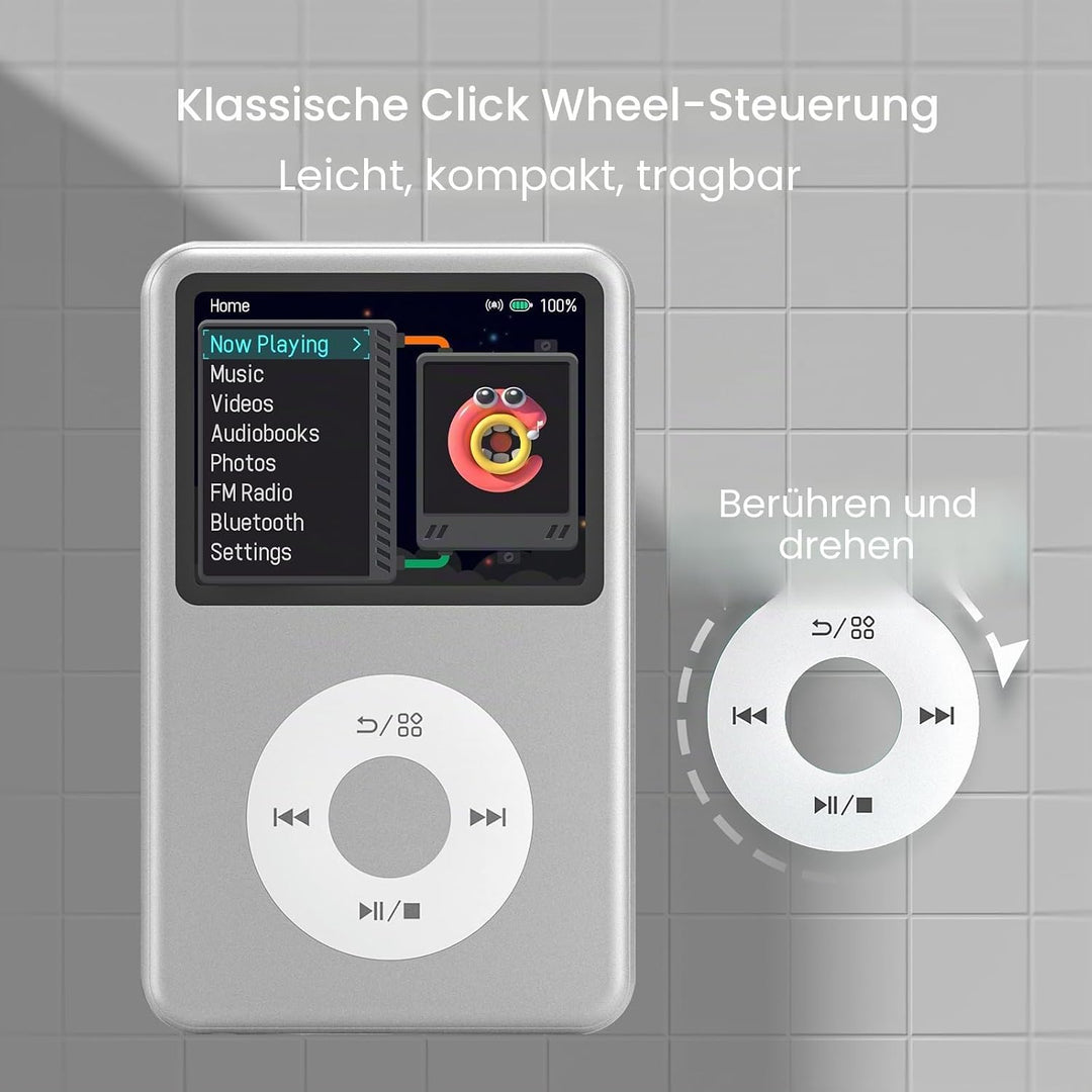 Innioasis Y1 64GB MP3 Player - Zeitlose Klasse: Touch Wheel-Steuerung, Bluetooth, Video-Player, Hörb