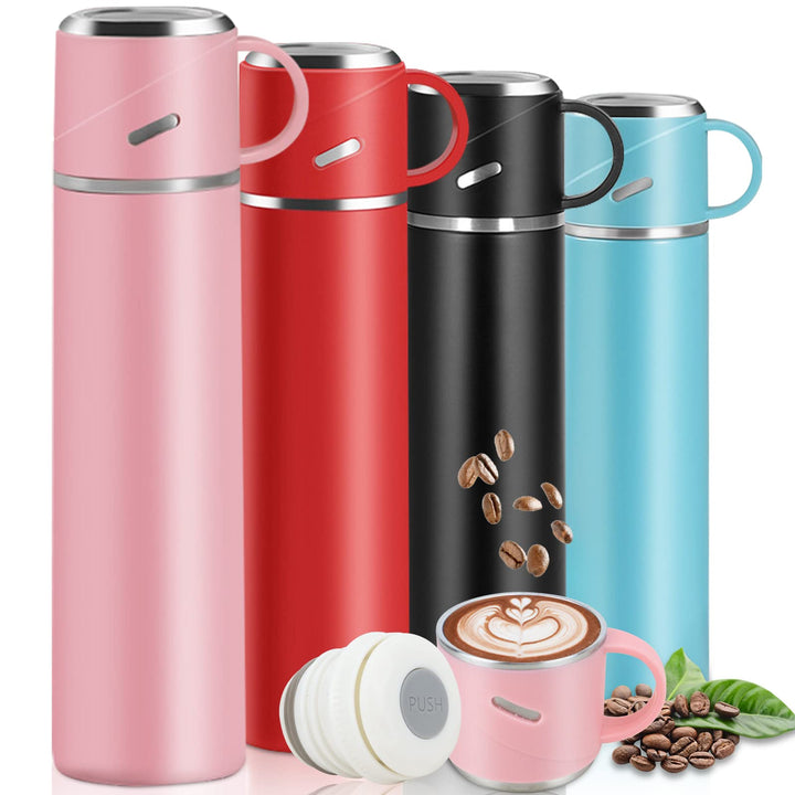 Thermosflasche 550ml, Isolierte Edelstahl Trinkflasche, Auslaufsicher Thermoskanne mit Becher & Henk