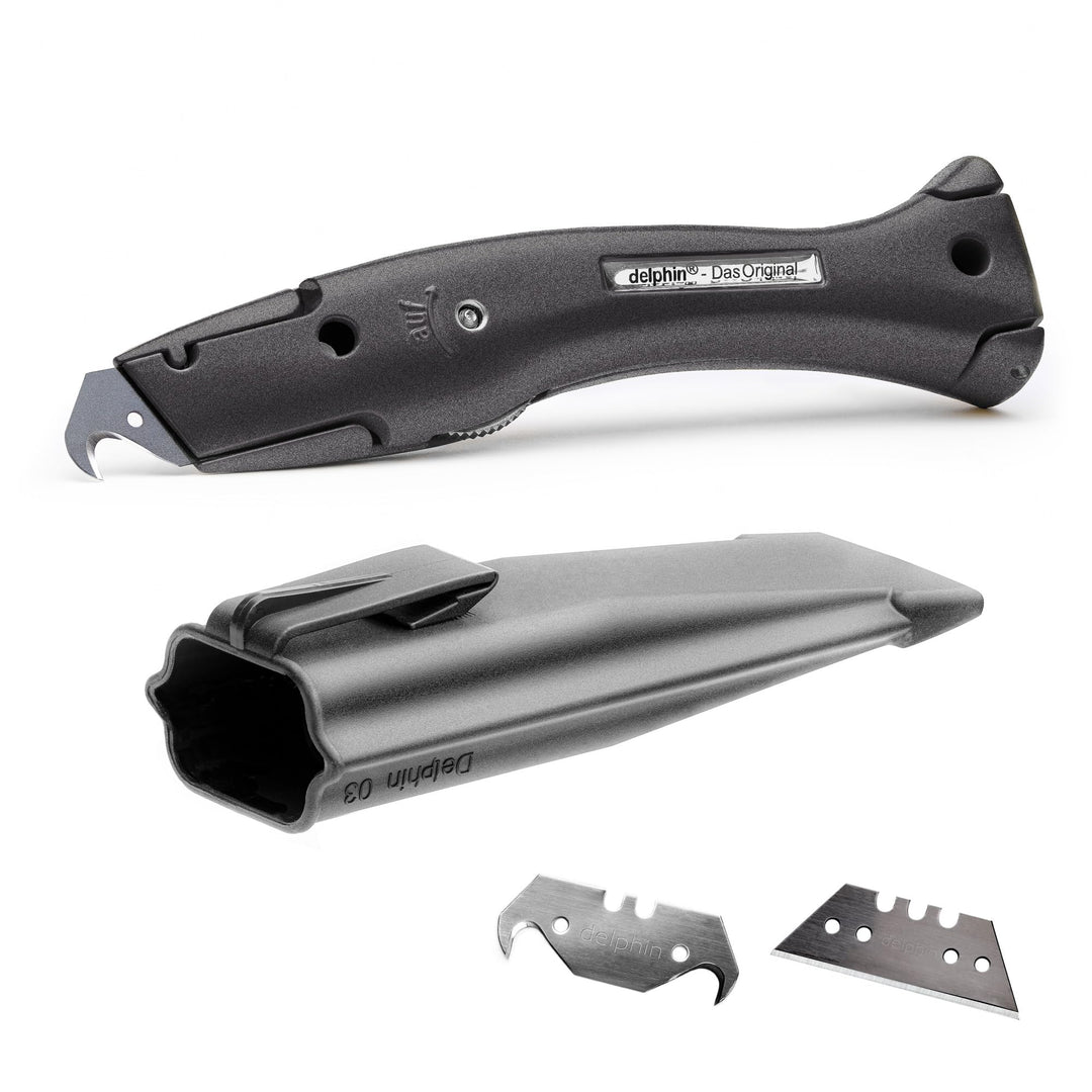 Delphin®-03 Farb Edition inkl. Klingen und Kunststoffköcher, Teppichmesser
