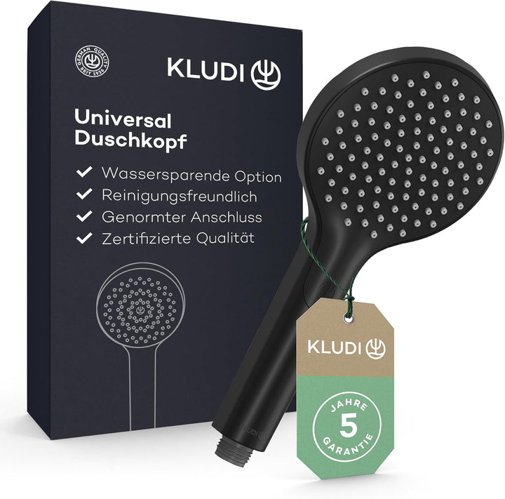 KLUDI-X3 Universal Duschkopf wassersparend als Option, Duschbrause mit 1 Strahlart, reinigungsfreund