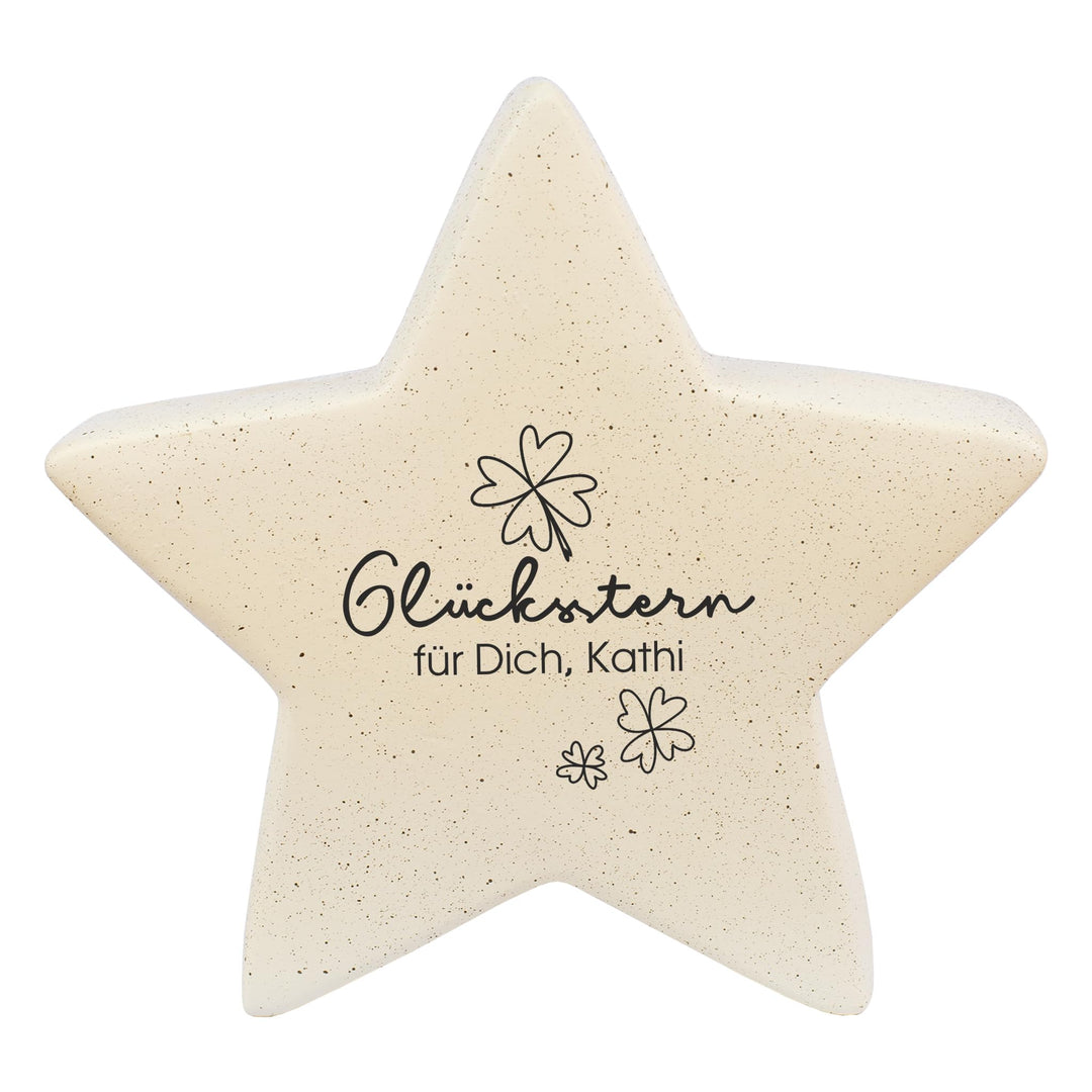 Herz & Heim® Leonardo Deko-Stern personalisiert mit Name & Text – 2 Grössen – Dekostern aus Keramik