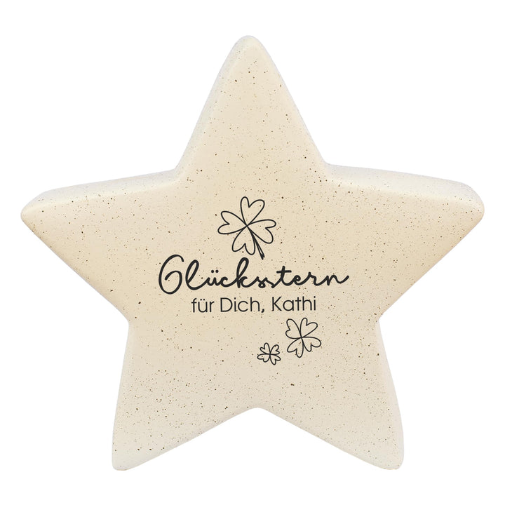 Herz & Heim® Leonardo Deko-Stern personalisiert mit Name & Text – 2 Grössen – Dekostern aus Keramik