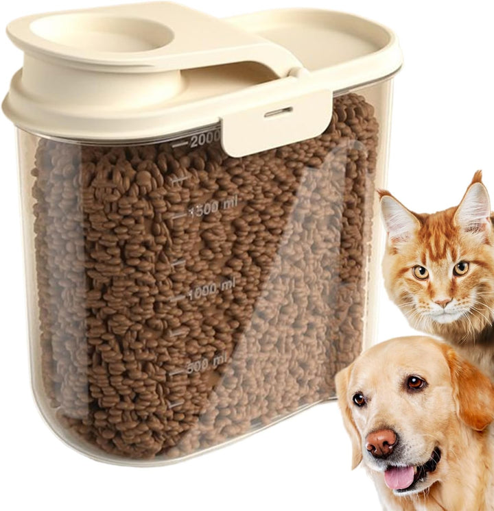 Hundefutter-Aufbewahrungsbehälter, 2 l, luftdichter Getreidespender mit grosser Kapazität, transpare