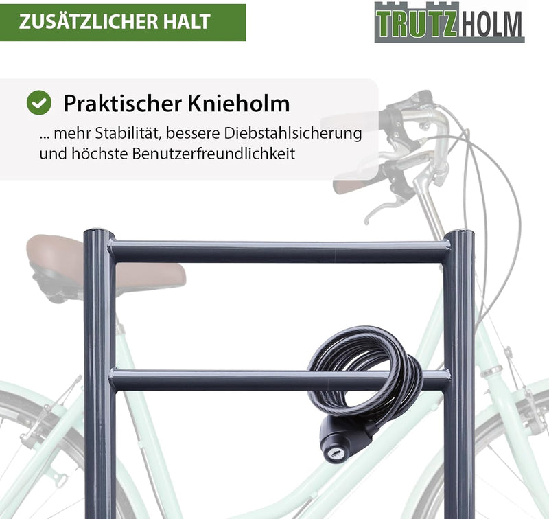 TRUTZHOLM Fahrradanlehnbügel mit Knieholm 115x75 cm Stahl pulverbeschichtet Ø 60 mm Anlehnbügel zum