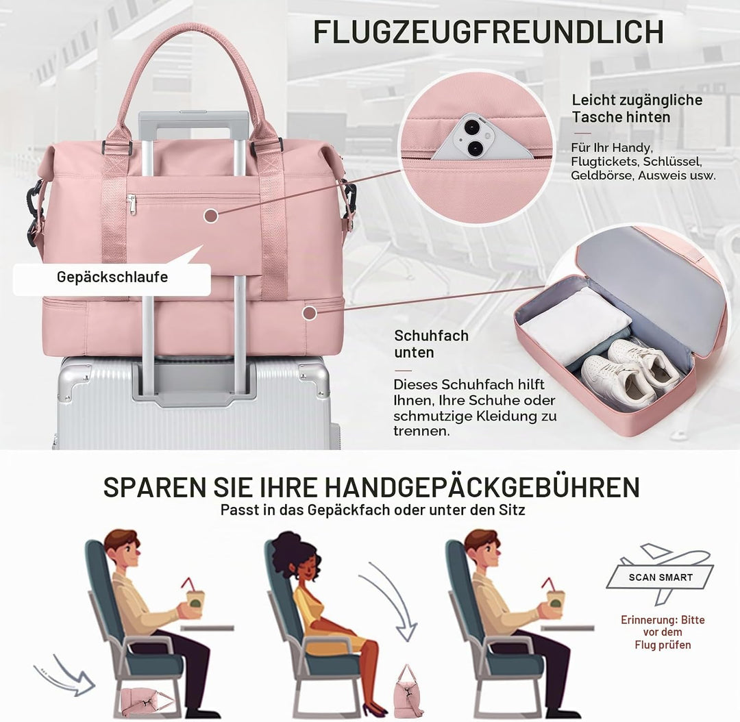 Gross Reisetasche Damen Handgepäck Tasche Sporttasche Weekender Bag Schwimmtasche Wasserdicht Travel
