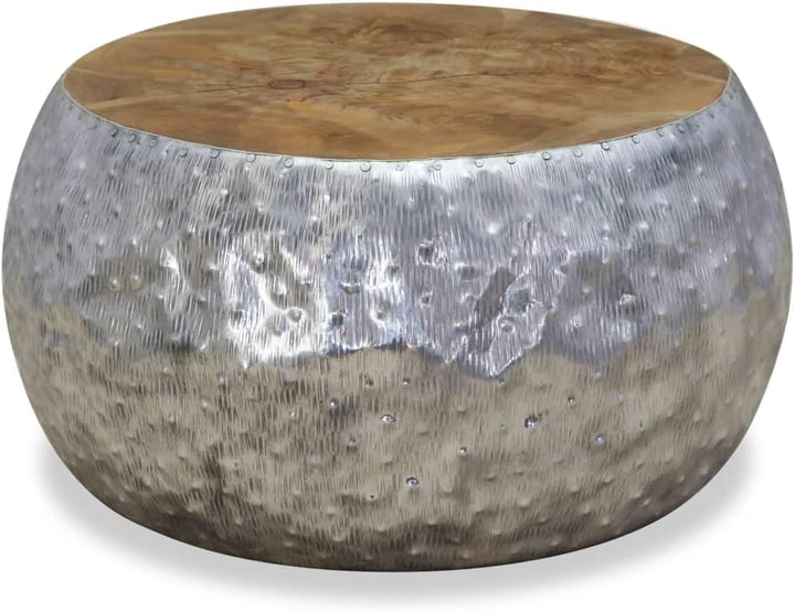 vidaXL Teak Beistelltisch Alu Couchtisch Kaffeetisch Wohnzimmertisch Sofatisch