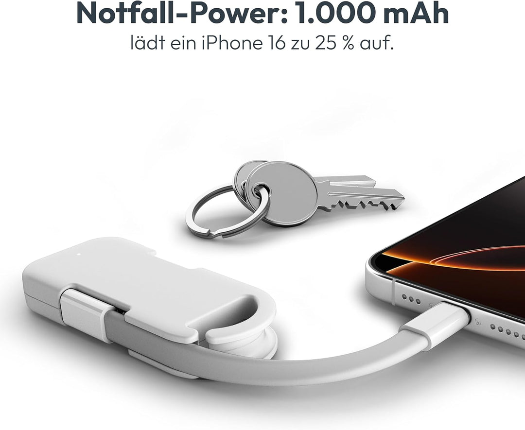 VONMÄHLEN Evergreen Go - USB-C Powerbank mit 1.000 mAh für unterwegs, für den Schlüsselbund, Umweltb