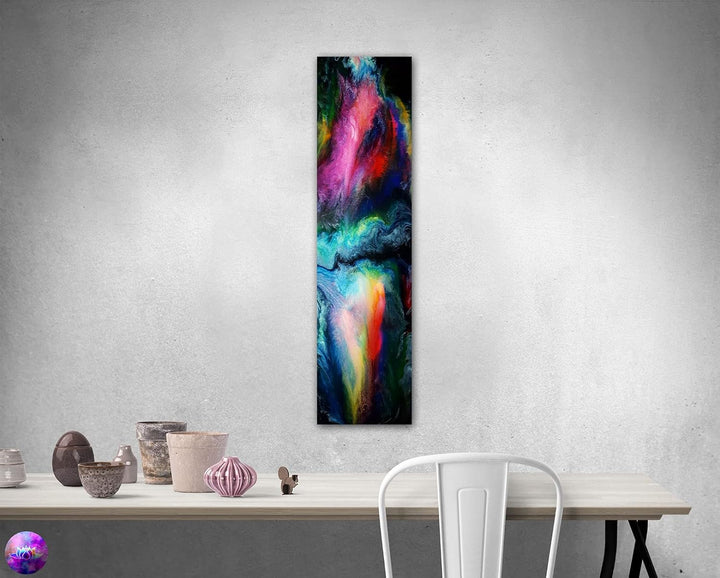 Bild auf Metall - 25 cm x 100 cm Moderne Kunst abstrakt - Kunstdruck auf leuchtend glänzenden Alumin