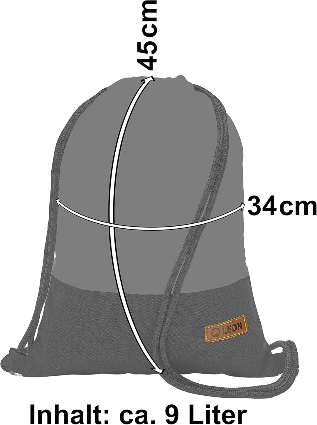 Leon grosser Premium Turnbeutel mit Innentaschen Rucksack Tasche Damen Herren Teenager Gym Bag Draw