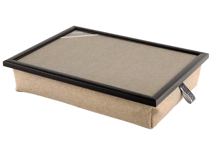 Knietablett mit Kissen Uni Dunkelbeige