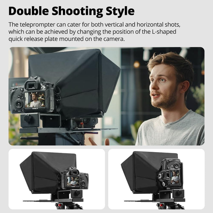 Ambitful T14Pro Teleprompter für Kamera, iPad, Android-Tablet, Smartphone, App-Steuerung/keine Monta