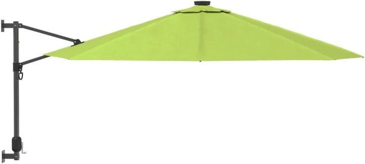vidaXL Wand-Sonnenschirm mit LEDs Apfelgrün 290 cm, Grün
