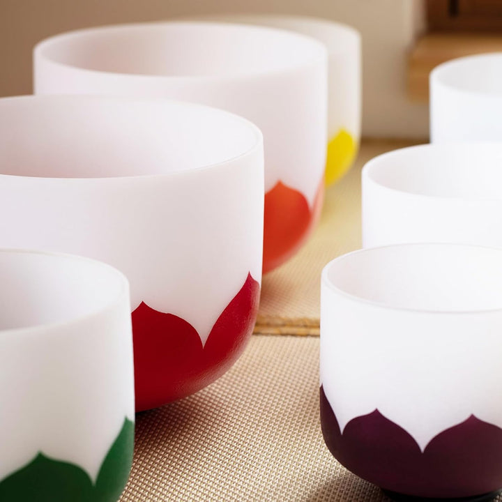 Hye-eun Kristall Klangschale Set,7-12 Zoll 432hz Lotusblumen Klangschalen Set 7 Chakren für Meditati