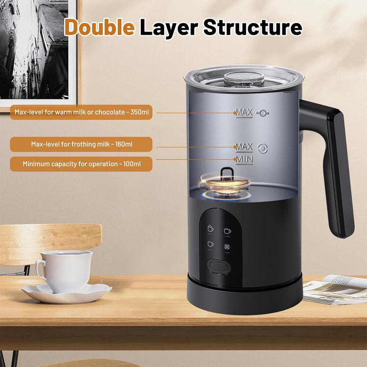 Milchaufschäumer Elektrisch 4-in-1, 580ml Milchwärmer Milchschaum Heiss/Kalt, Milchwärmer & Kakaomas