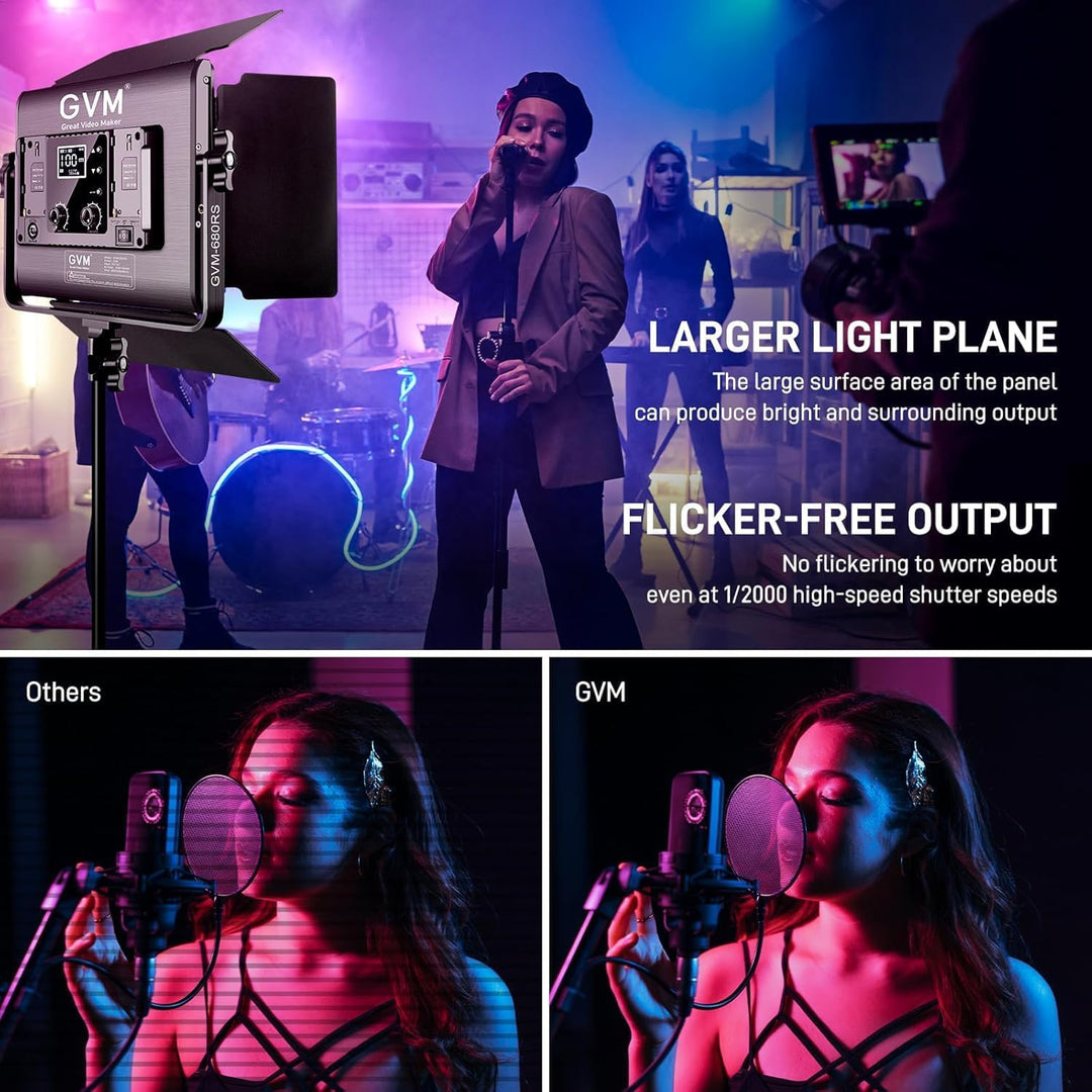 GVM LED Videoleuchte RGB, 50W APP-Steuerung RGB Videolicht LED Dauerlicht mit 8 Lichteffektszenen, 3