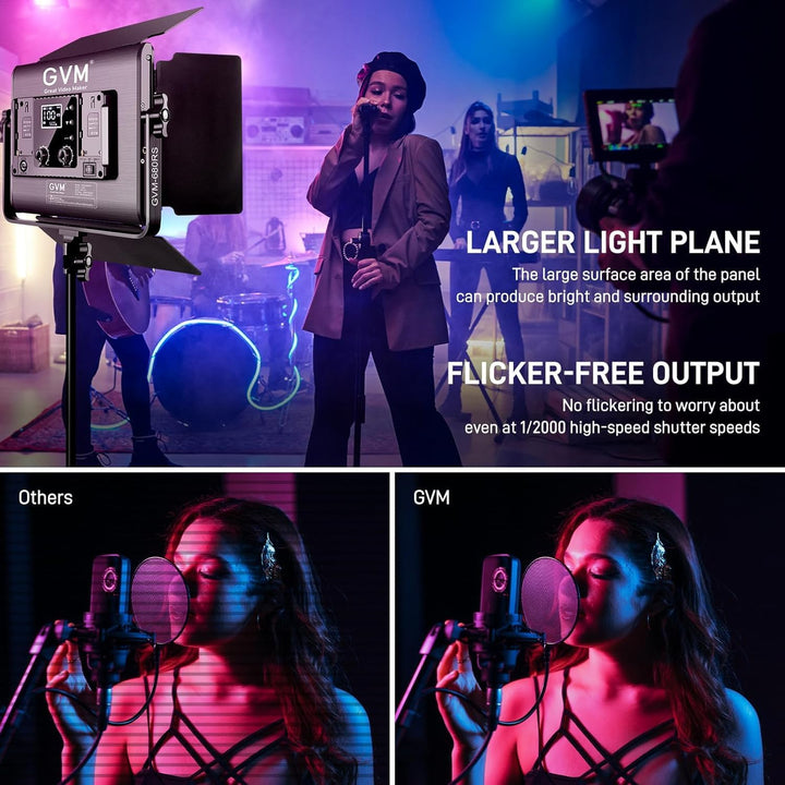 GVM LED Videoleuchte RGB, 50W APP-Steuerung RGB Videolicht LED Dauerlicht mit 8 Lichteffektszenen, 3