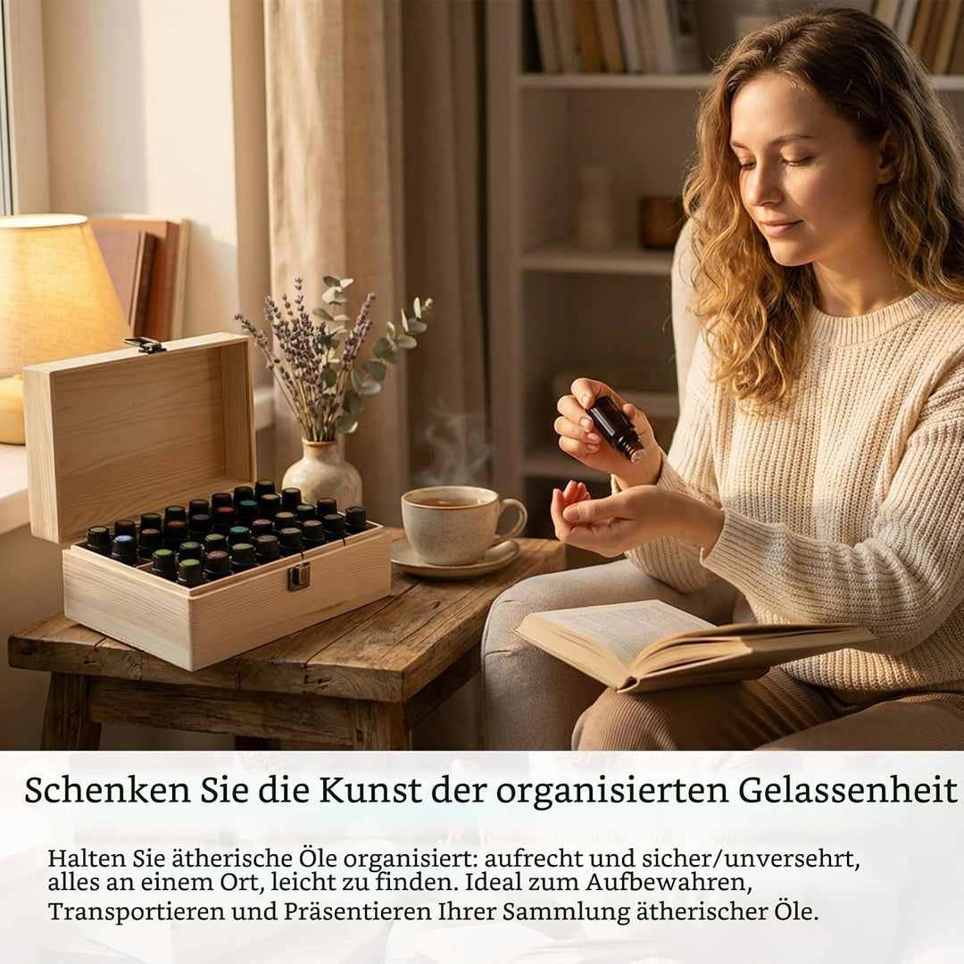 Ätherische Öle Holzbox, 36 Löcher Aromatherapie Öle Flaschen Tragbar Tragen Organisator Multifunktio