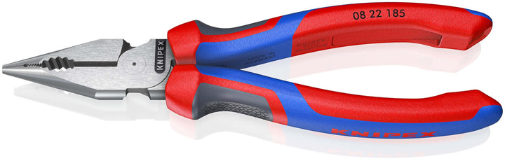 KNIPEX 08 22 185 Spitz-Kombizange mit Mehrkomponenten-Hüllen schwarz atramentiert 185 mm