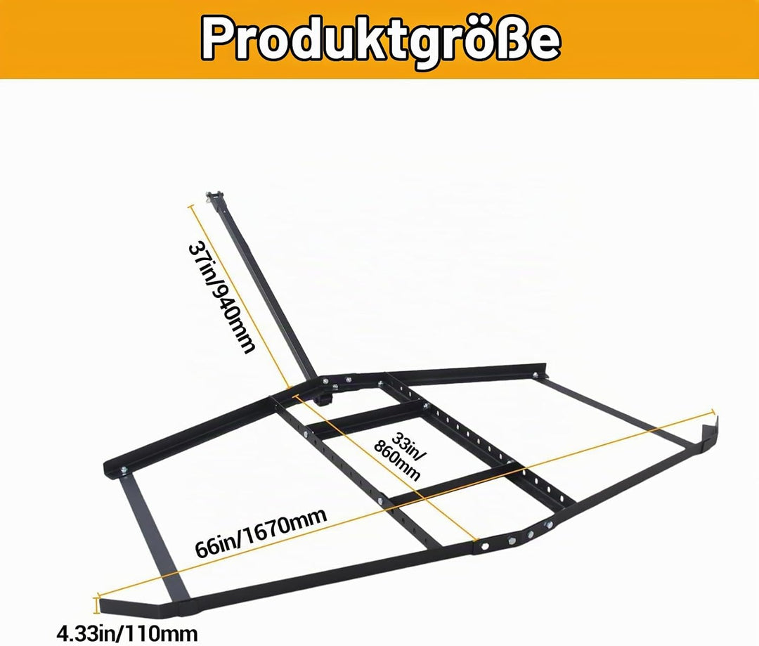 Schleppegge, 168x84 cm Wiesenegge für Rasentraktor, Geländefahrzeuge, ATV &amp; UTV, Tragkraft bis zu 50